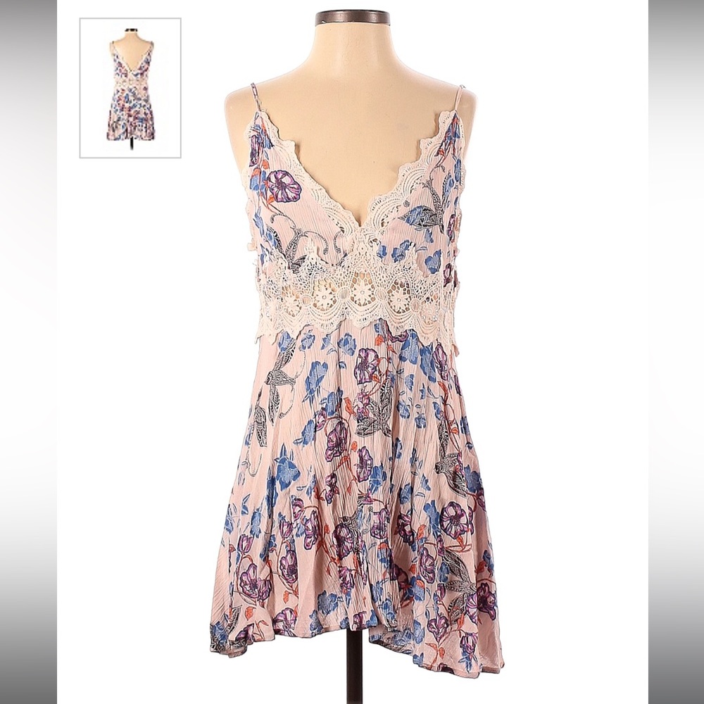En Creme Pink Floral Small Boho Dress